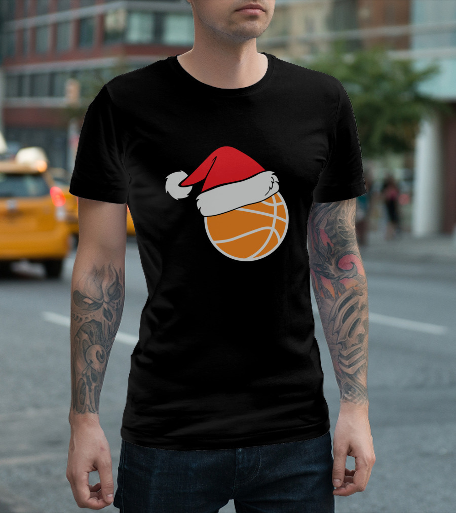 Basketball Santa Christmas Hat T-Shirt