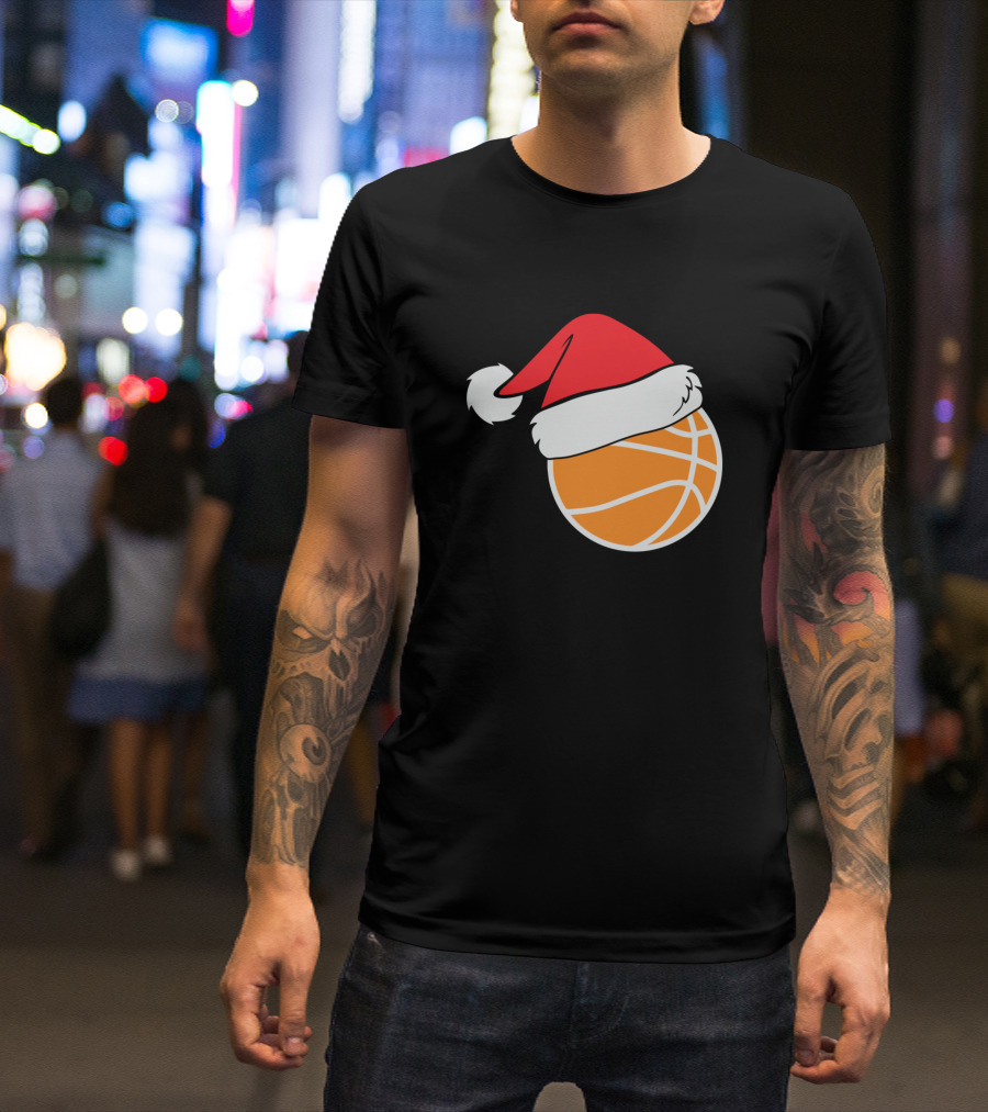 Basketball Santa Christmas Hat T-Shirt