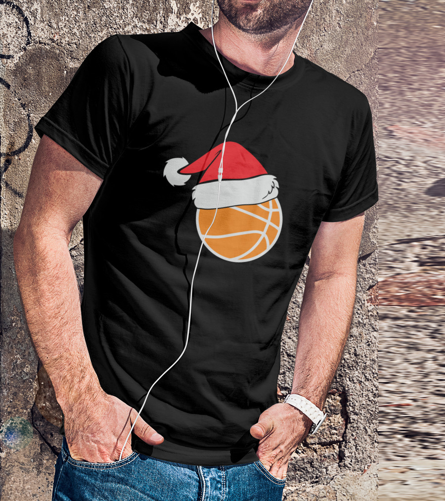 Basketball Santa Christmas Hat T-Shirt