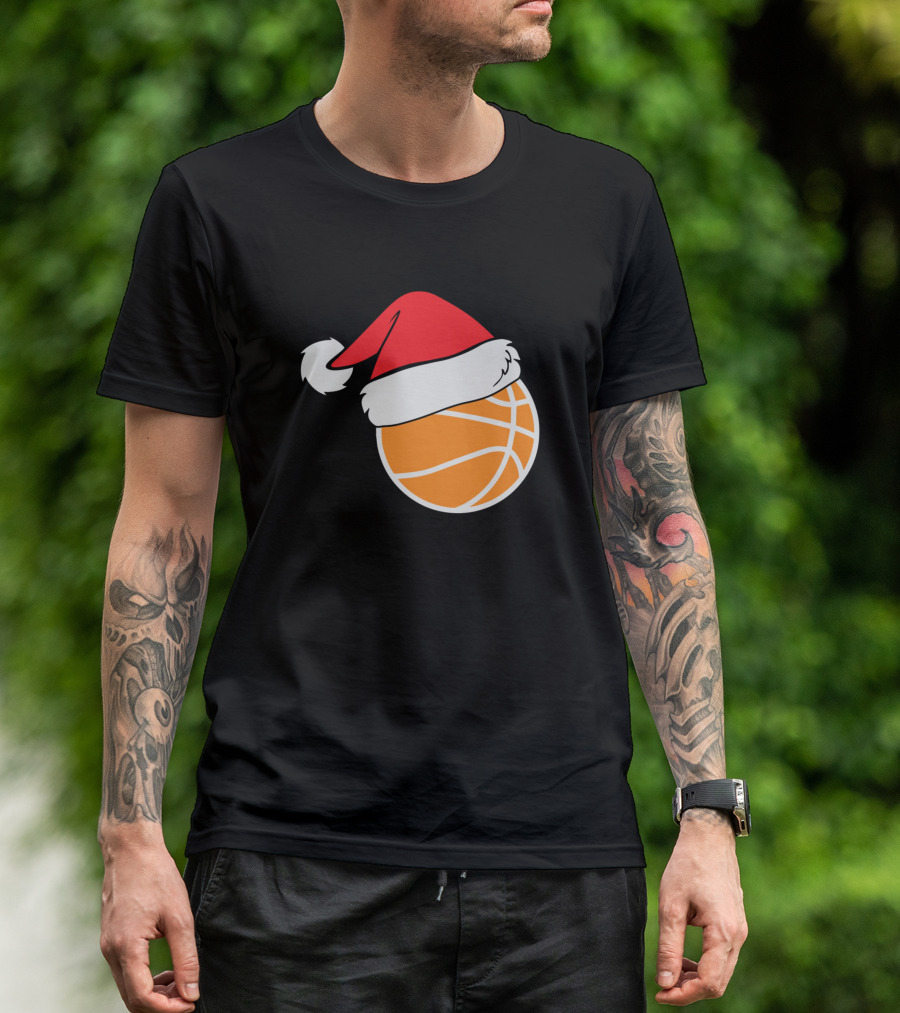Basketball Santa Christmas Hat T-Shirt