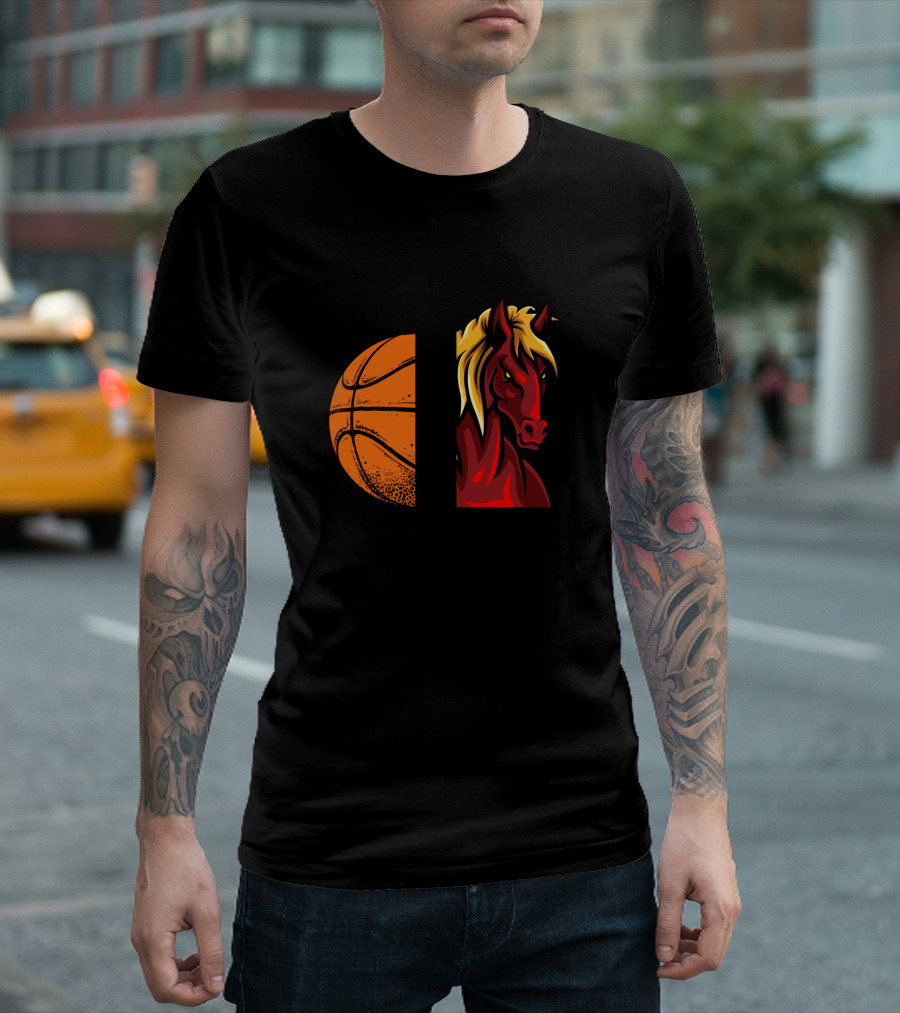 Broncos Basketball Team Logo with Horse and Ball T-Shirt