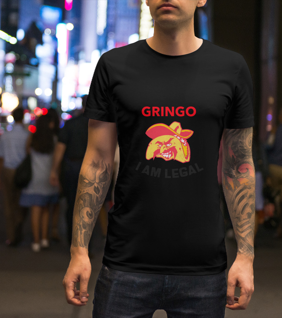 Calm Down Gringo I Am Legal Angry Taco In Sombrero T-Shirt