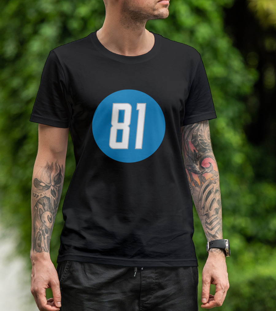 Calvin Johnson 81 Detroit Football Blue Circle T-Shirt