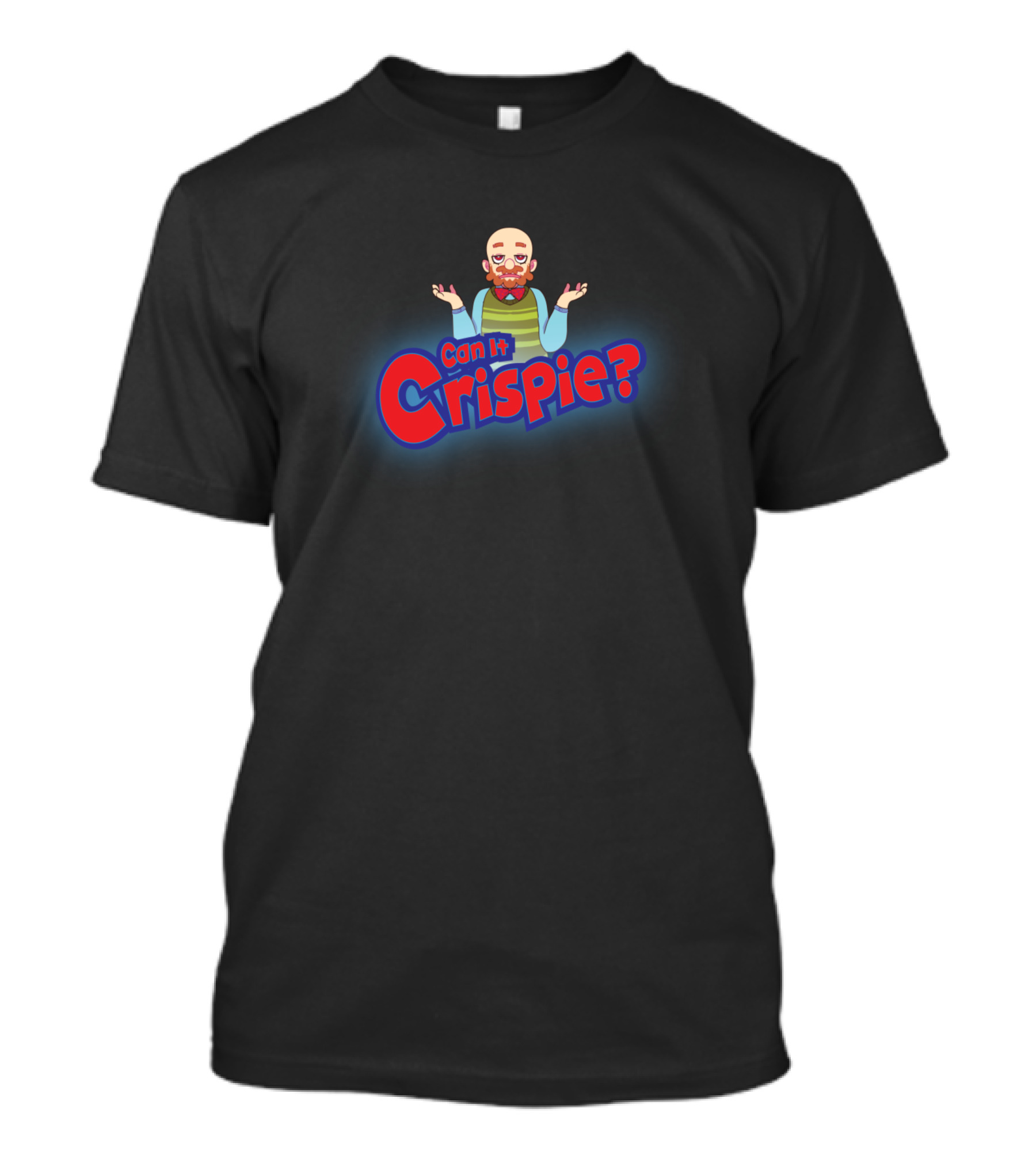 Can It Crispie? Bald Cartoon Character With Red Beard And Striped T-Shirt