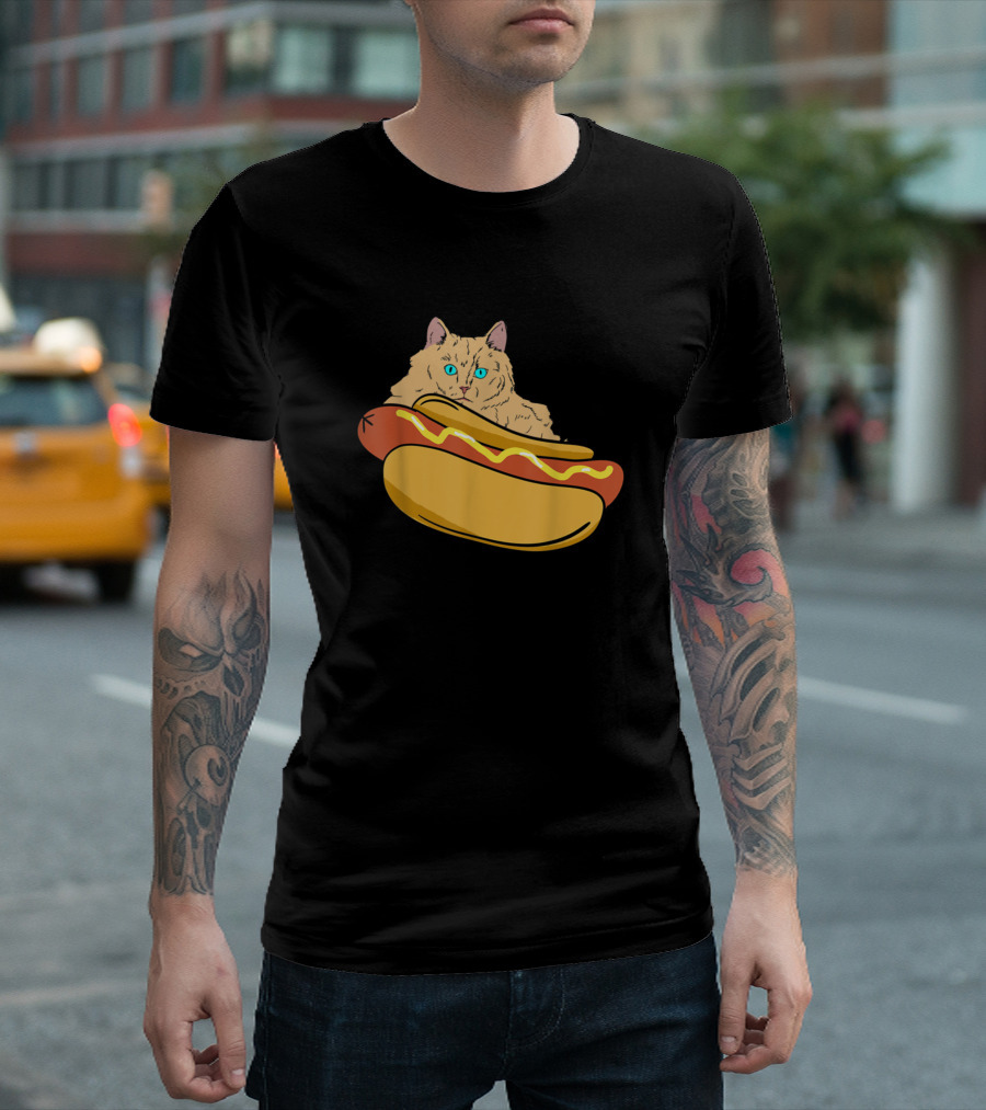 Cat Hotdog Sandwich Lover Funny Hotdog Lover Cat In Hotdog T-Shirt