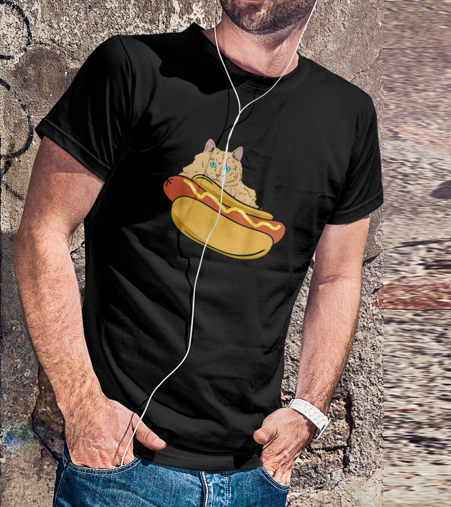 Cat Hotdog Sandwich Lover Funny Hotdog Lover Cat In Hotdog T-Shirt