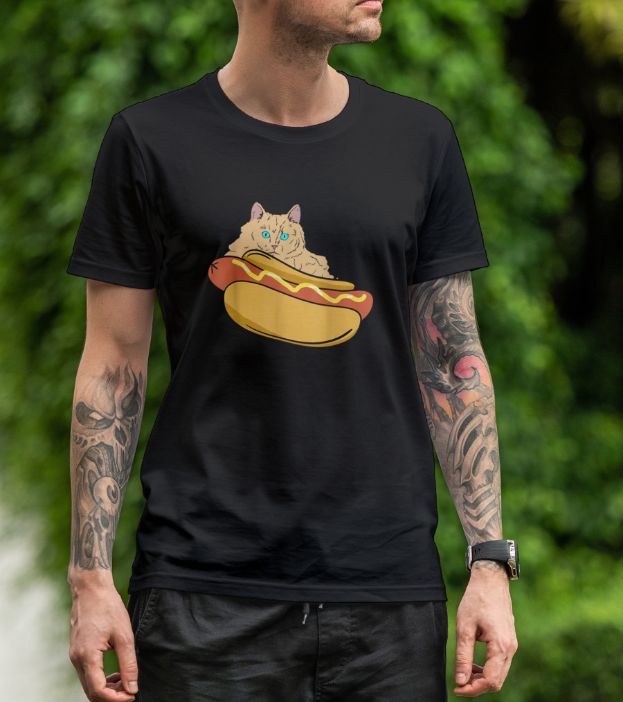 Cat Hotdog Sandwich Lover Funny Hotdog Lover Cat In Hotdog T-Shirt