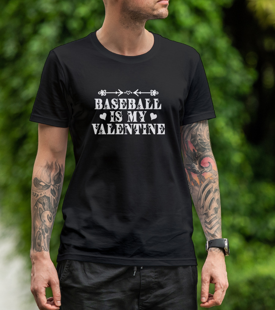 Baseball Is My Valentine Hearts Cute T-Shirt