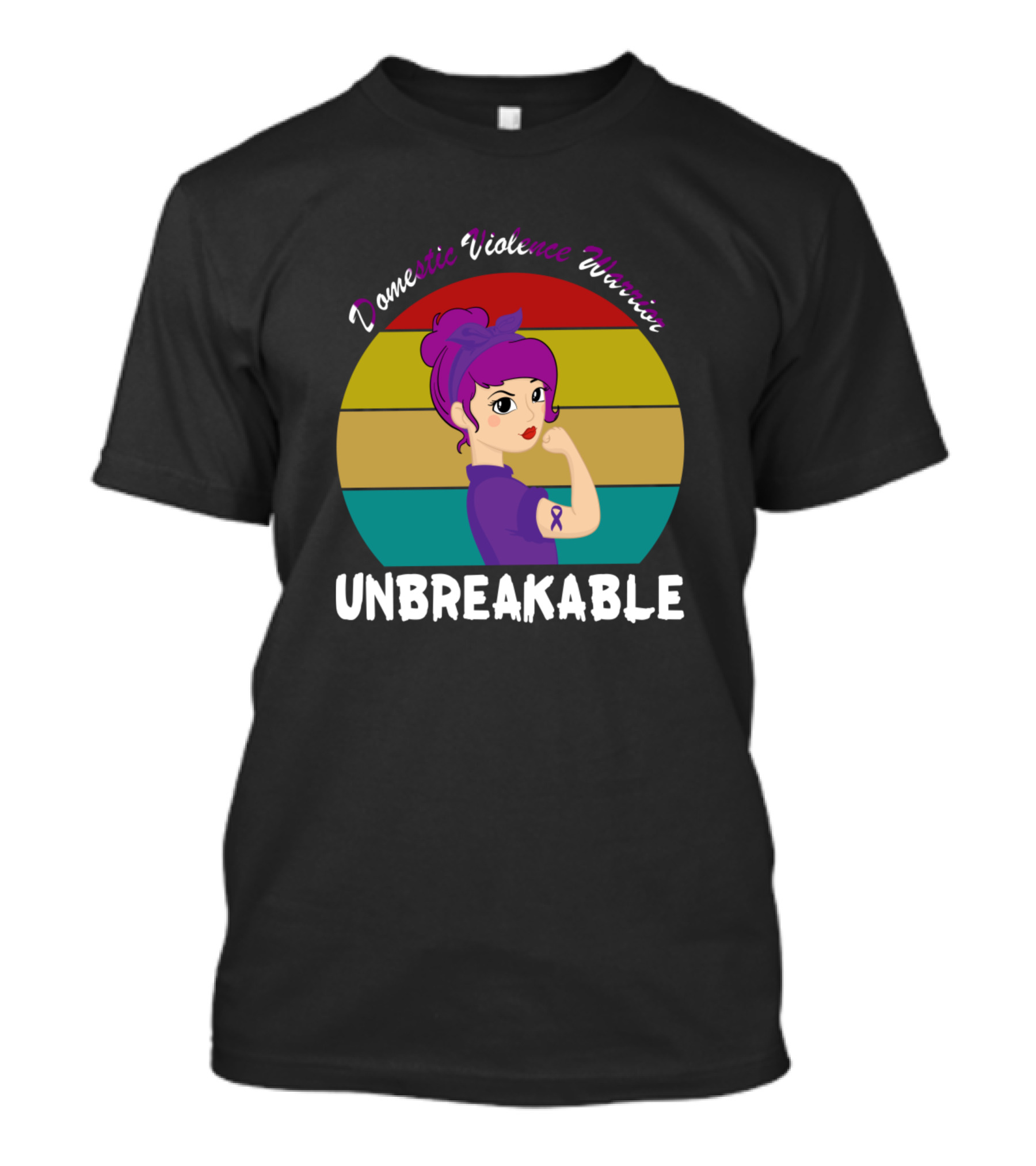 Domestic Violence Warrior Unbreakable Rainbow Rosie The Riveter T-Shirt