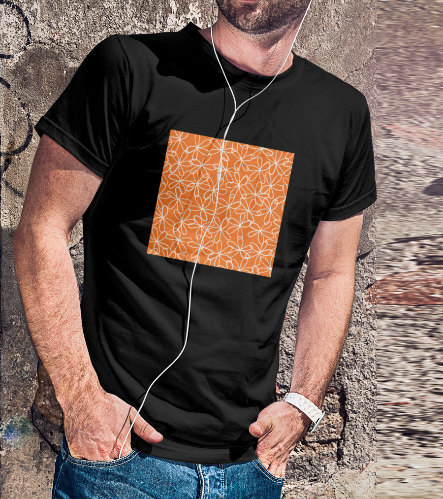 Doodle Daisies Orange Daisy Neck Gaiter Floral Pattern Neck Gator T-Shirt