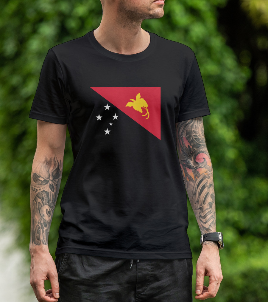 Flag Of Papua New Guinea With Five Stars And Yellow Bird Of Paradise T-Shirt