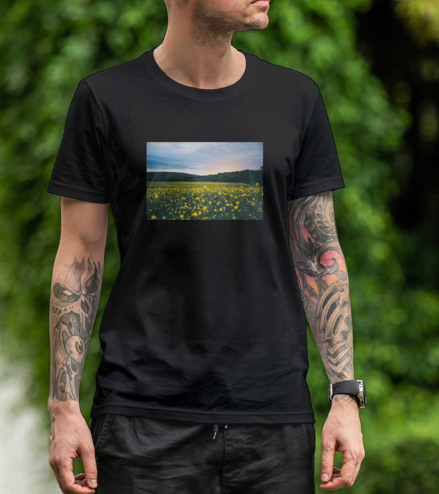 Flower Yellow Petal Bloom Garden Sunset Field T-Shirt