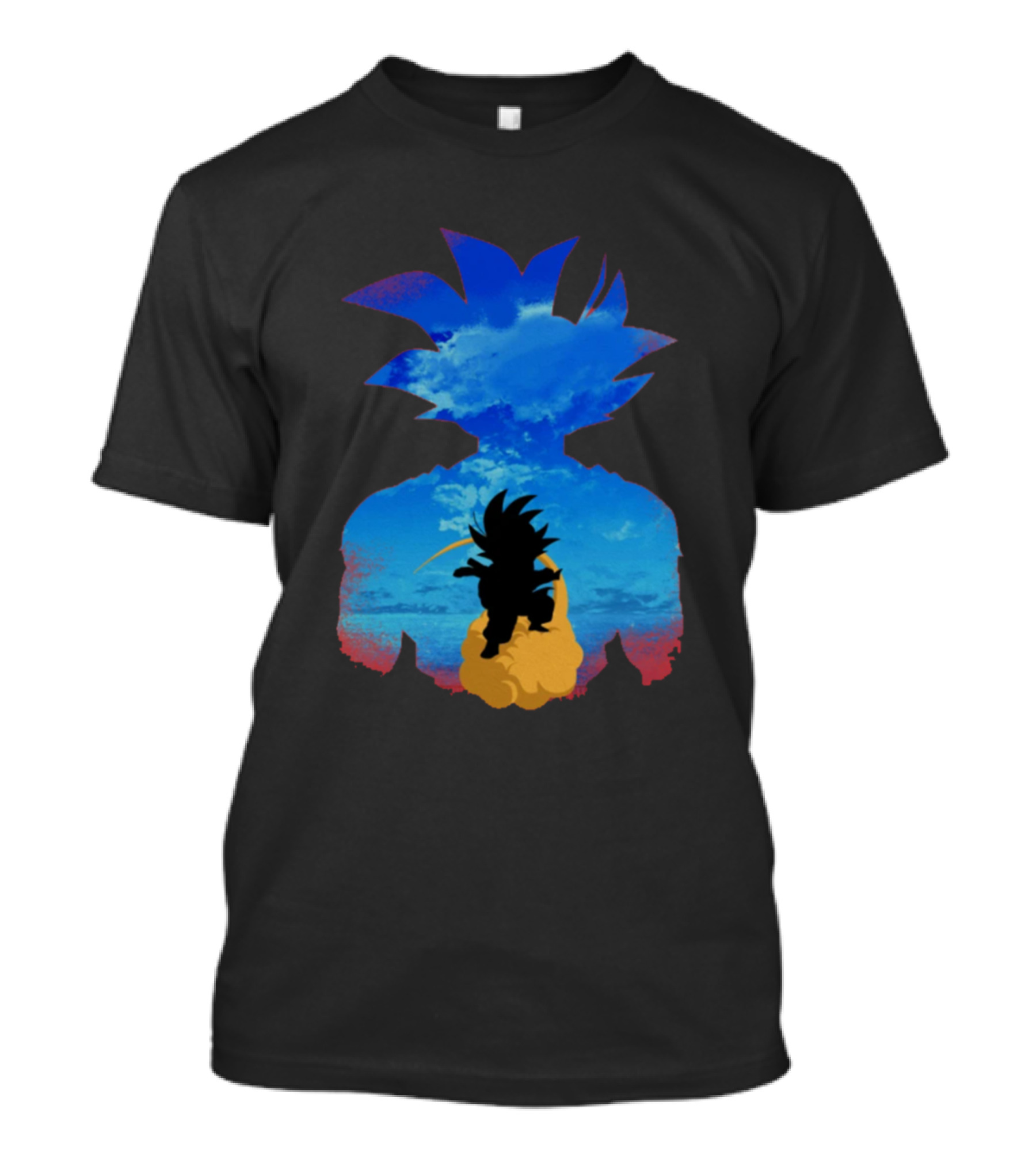 Goku Man Blue Sky Silhouette With Flying Nimbus T-Shirt