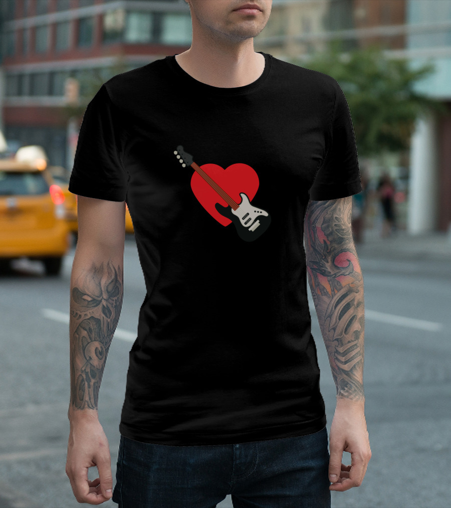 Heart With Wings And Electric Guitar Fusion T-Shirt