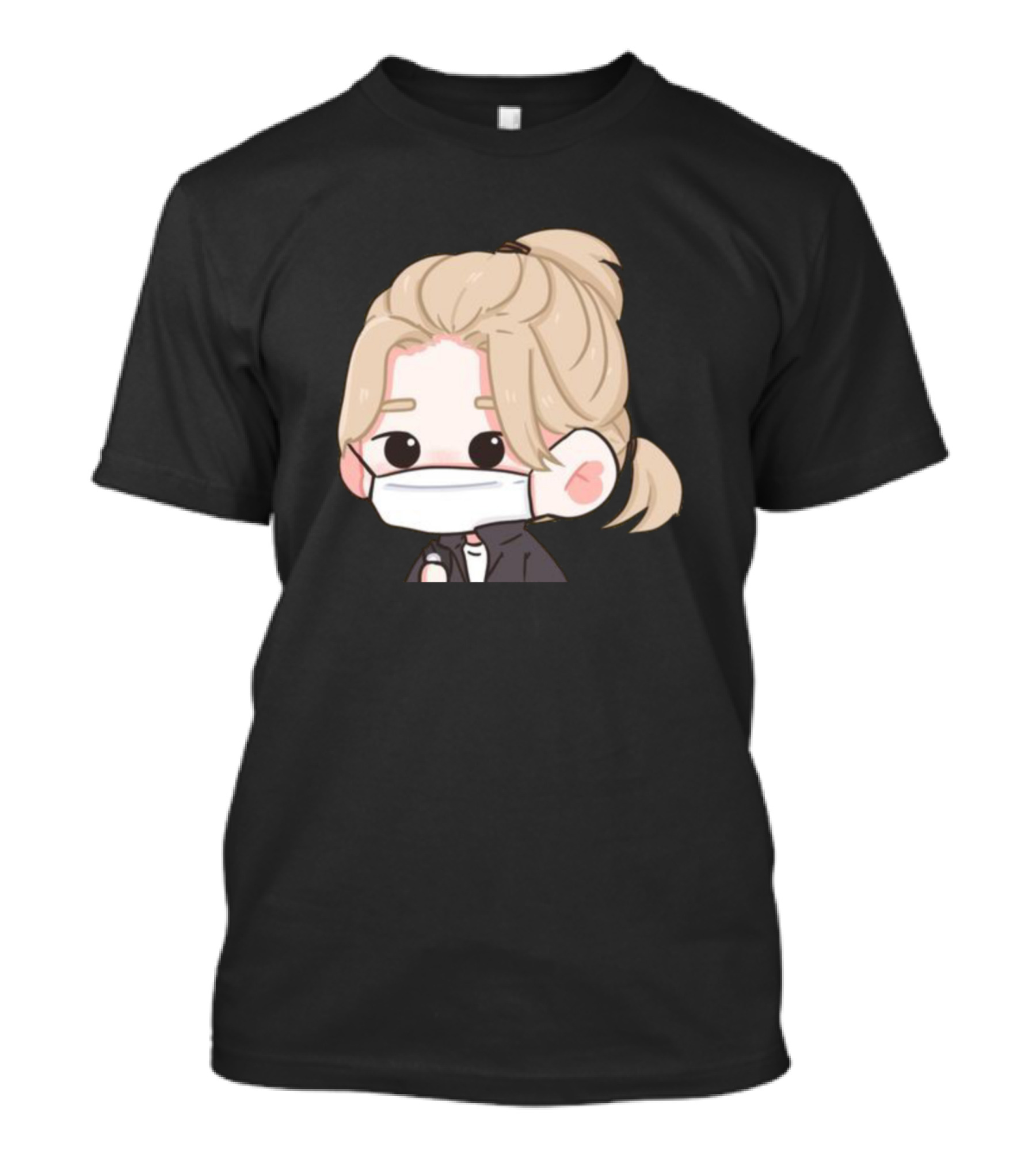 Hyunjin Stray Kids Cartoon Character With Mask Ponytail Anime T-Shirt