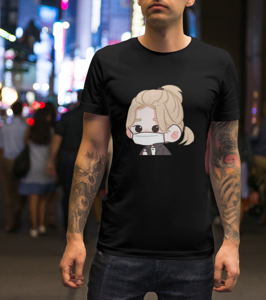 Hyunjin Stray Kids Cartoon Character With Mask Ponytail Anime T-Shirt