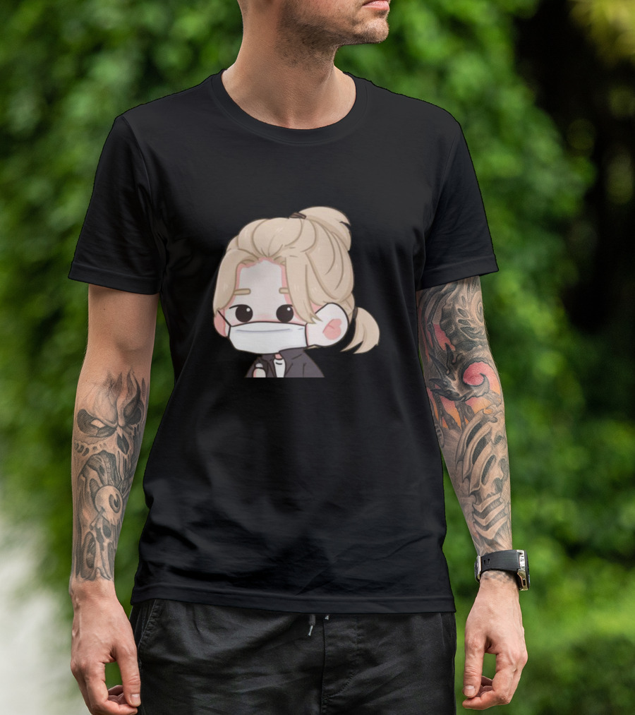 Hyunjin Stray Kids Cartoon Character With Mask Ponytail Anime T-Shirt