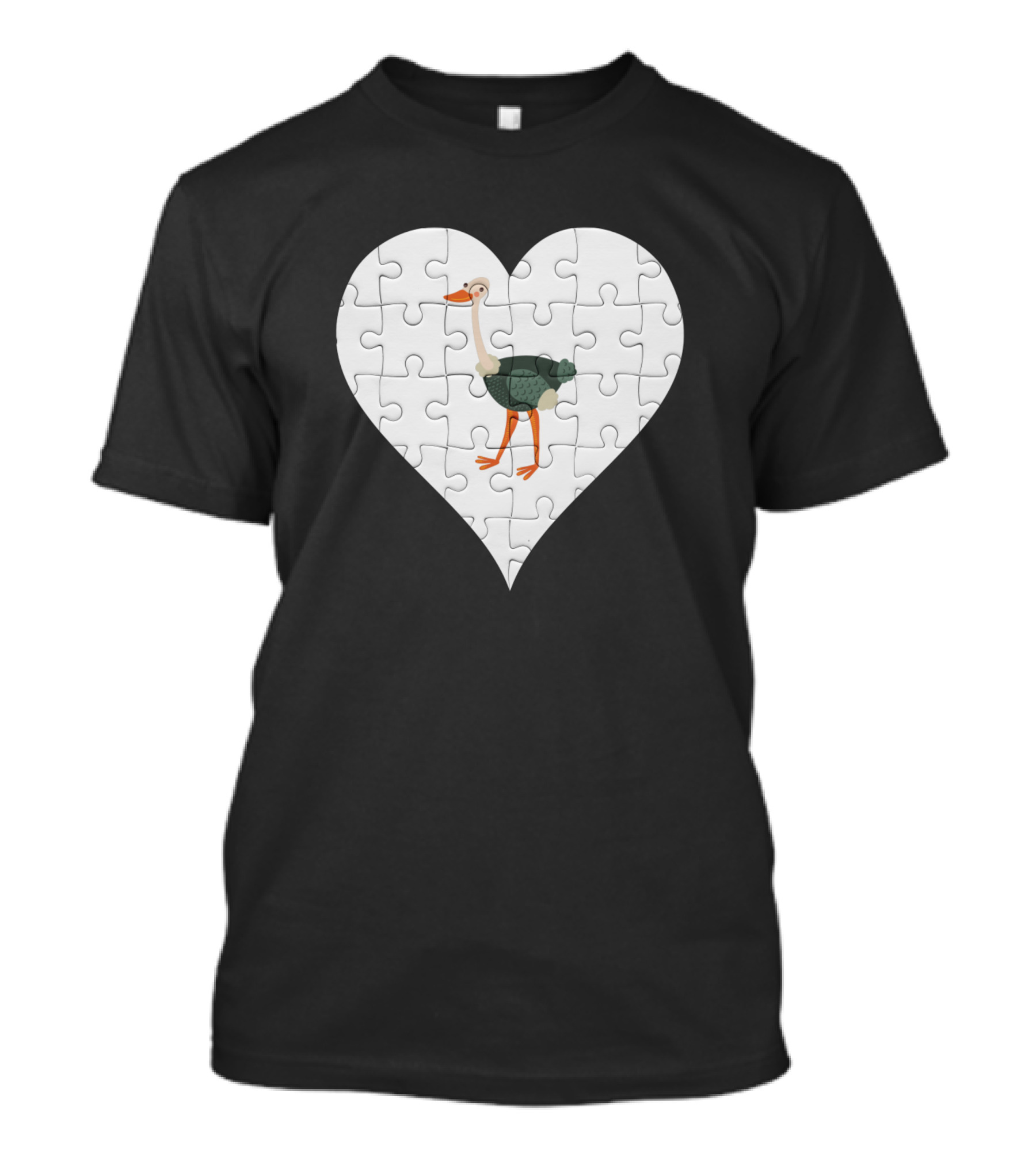 Wild Animal Ostrich Jigsaw Heart T-Shirt
