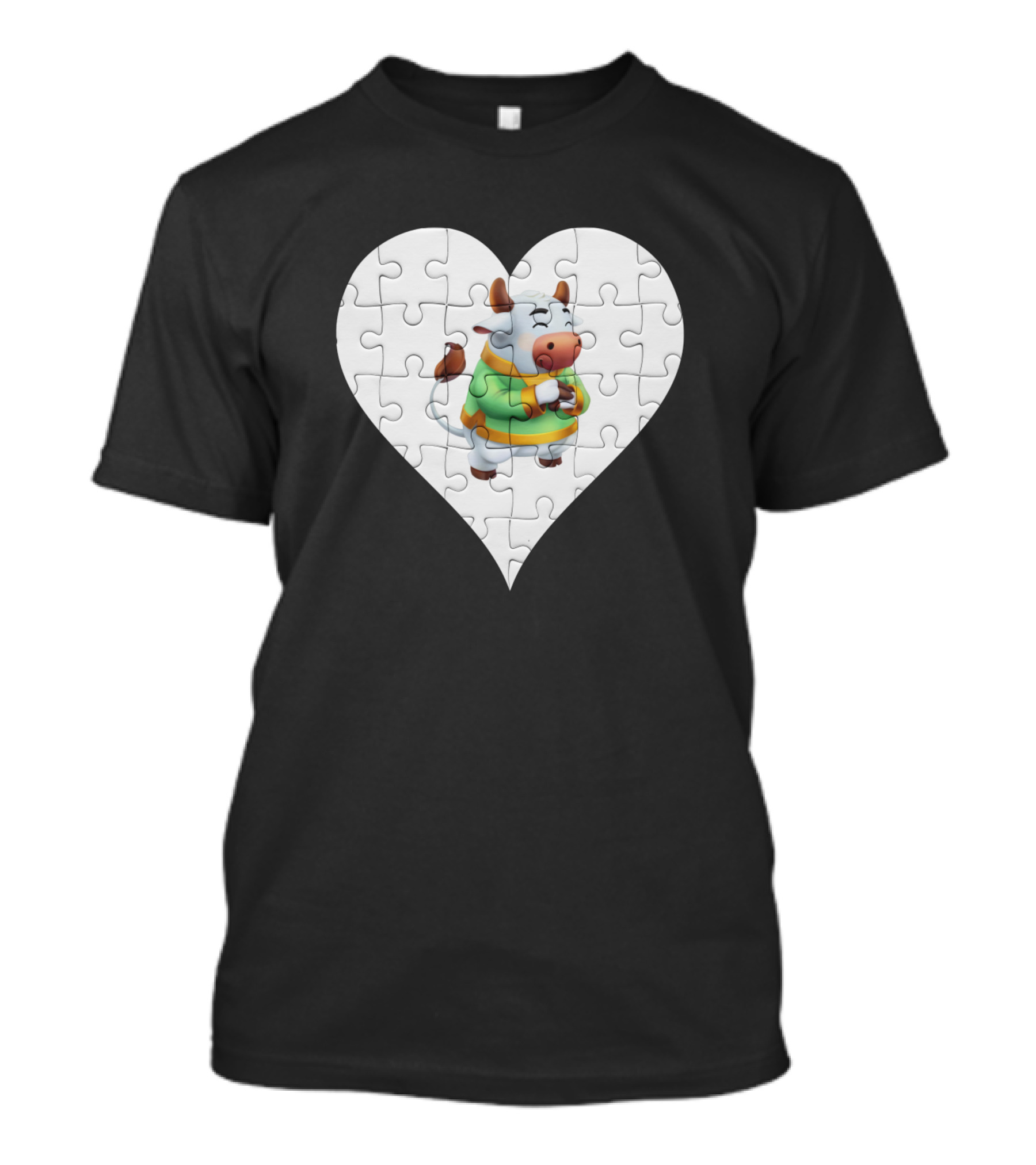 Jigsaw Heart Ox Puzzle Farm Animal T-Shirt