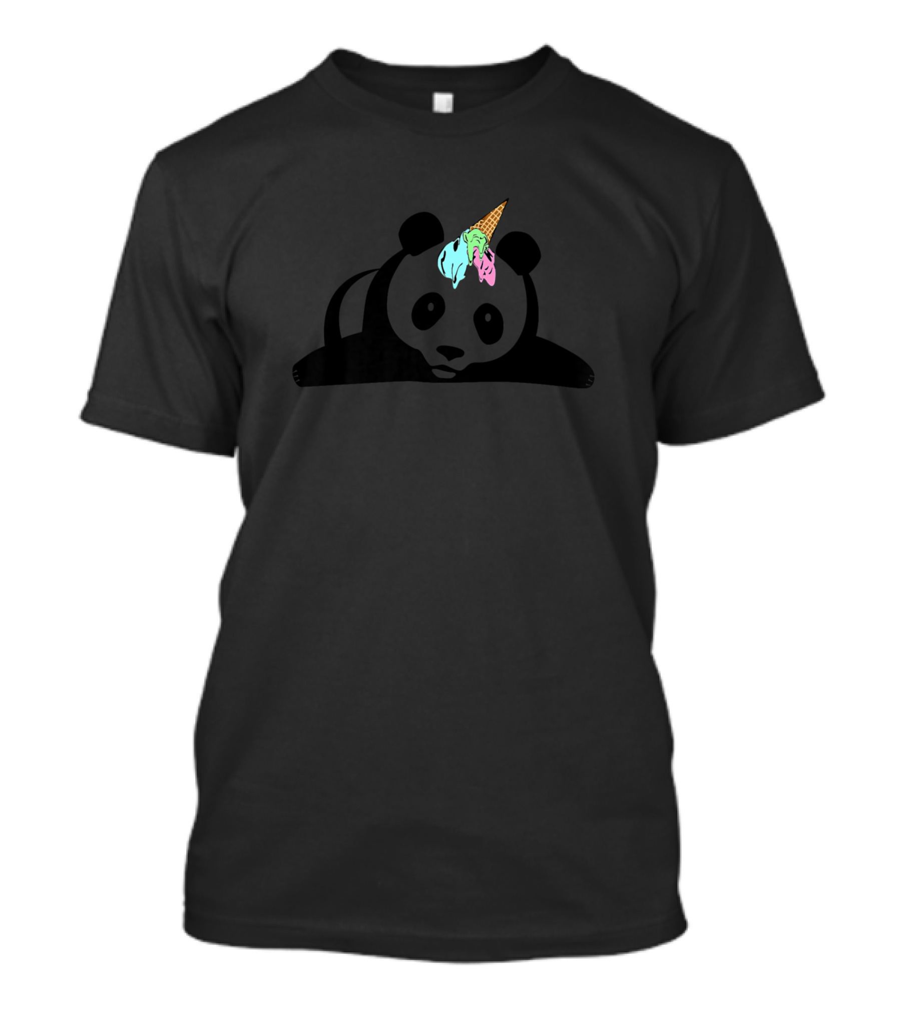 Lazy Ice Cream Cone Unicorn On Panda Funny Pandicorn T-Shirt