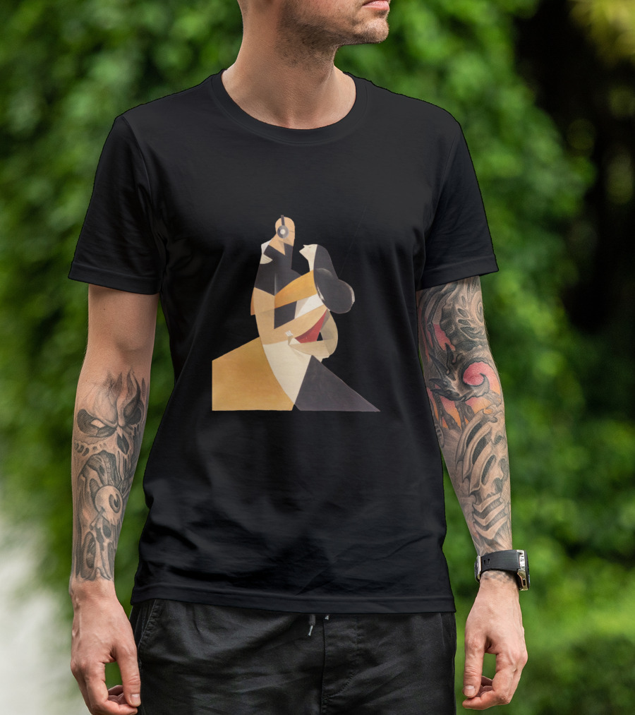 Music Couple Geometric Embrace Headphones Art Deco T-Shirt