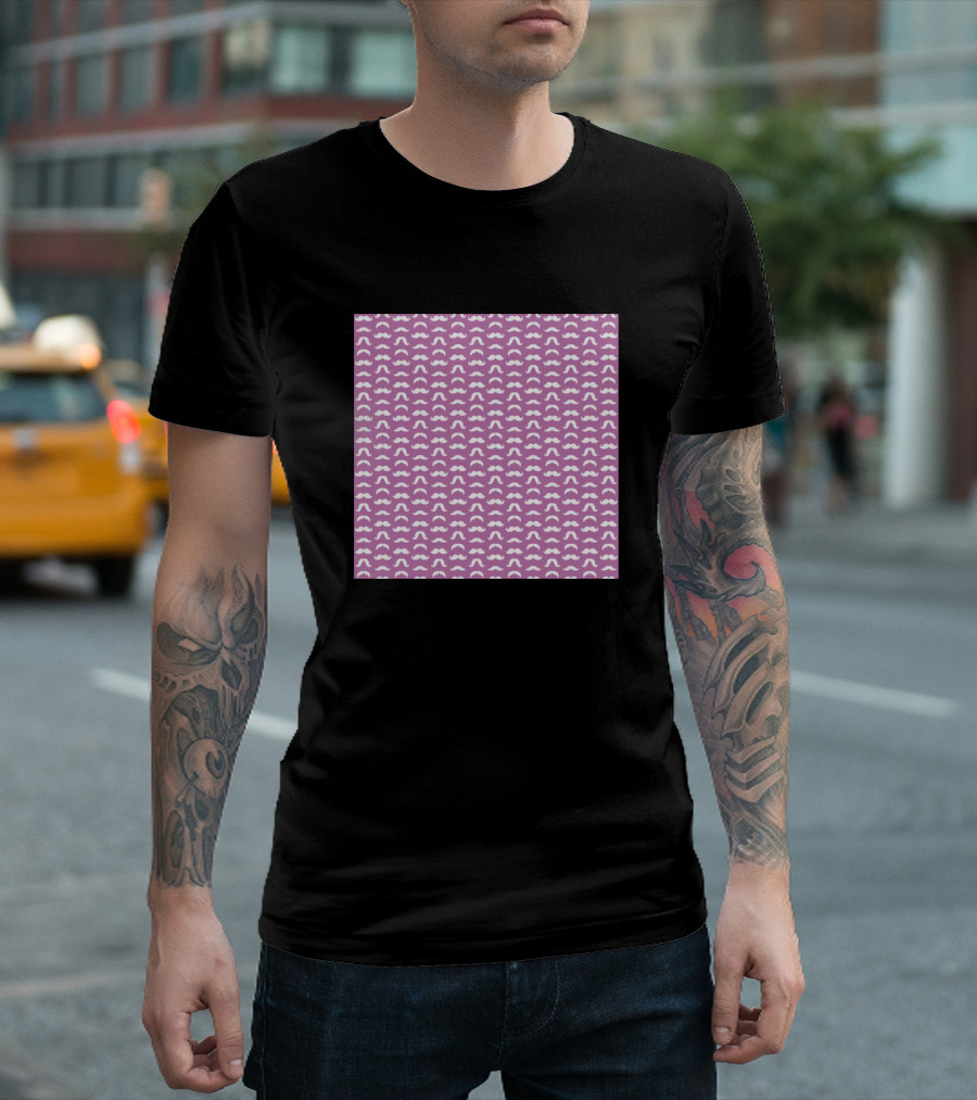 Mustache Pattern Purple Neck Gaiter T-Shirt