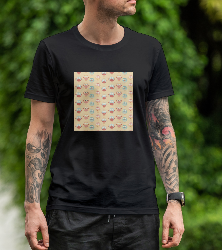 Cute Owl Pattern Neck Gaiter T-Shirt