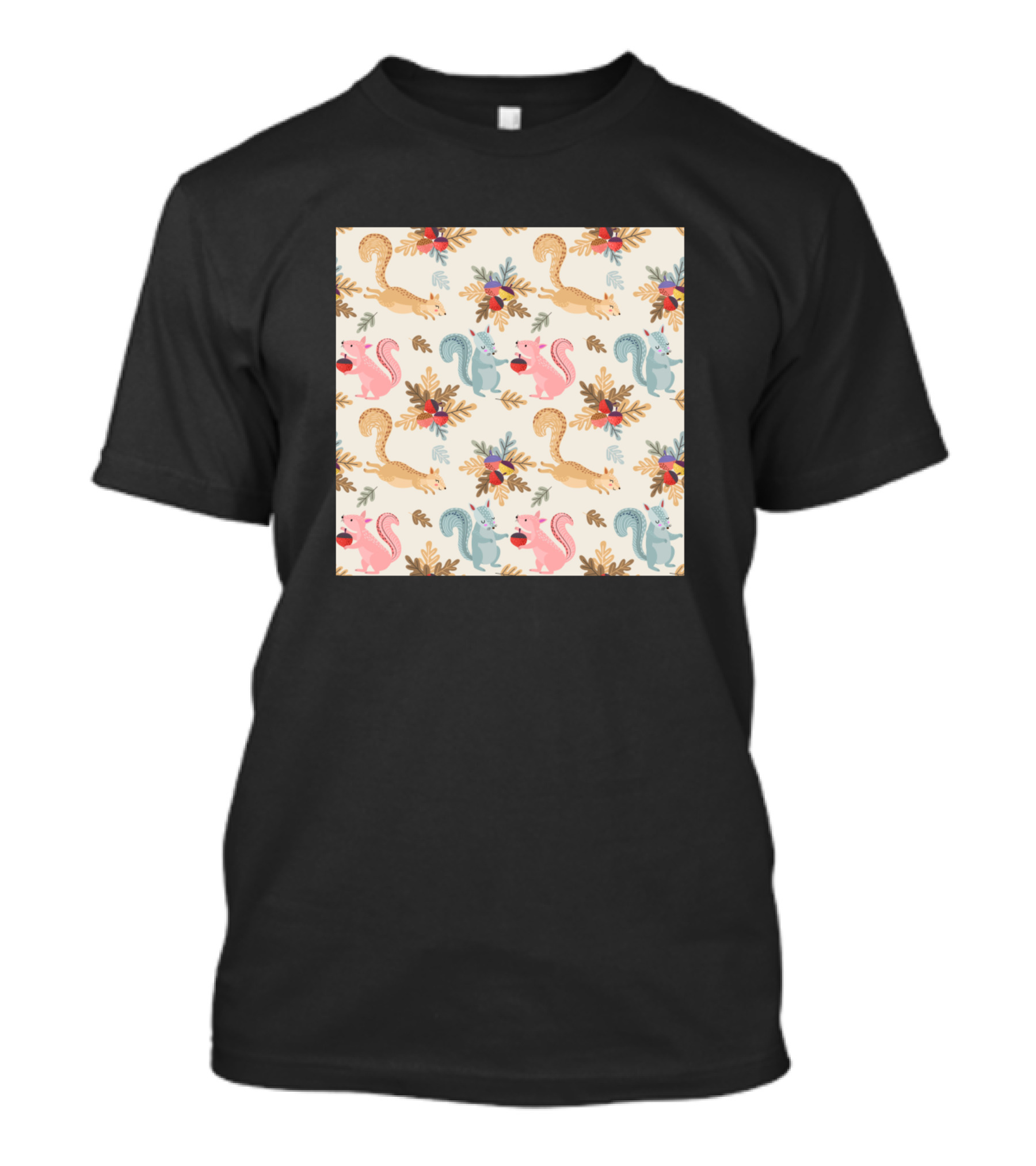 Cute Squirrels New Neck Gaiter With Floral T-Shirt