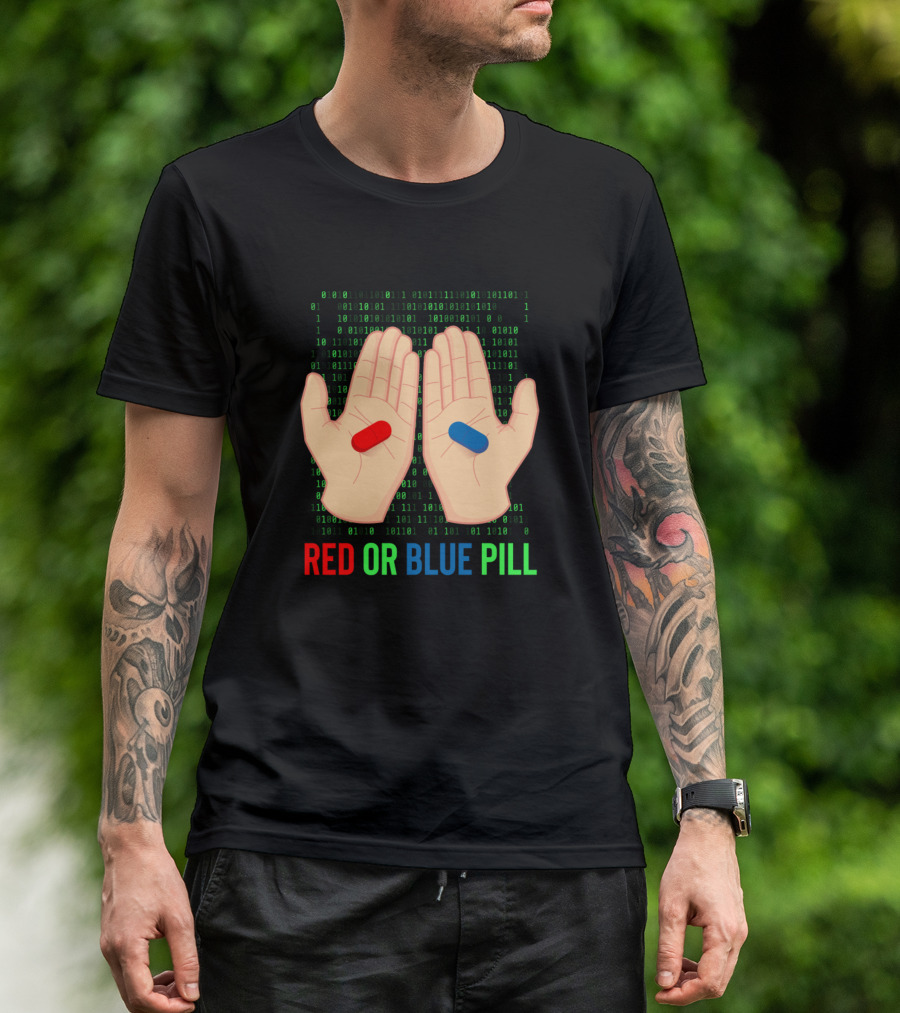 Red Or Blue Pill Matrix Choice Binary Code T-Shirt