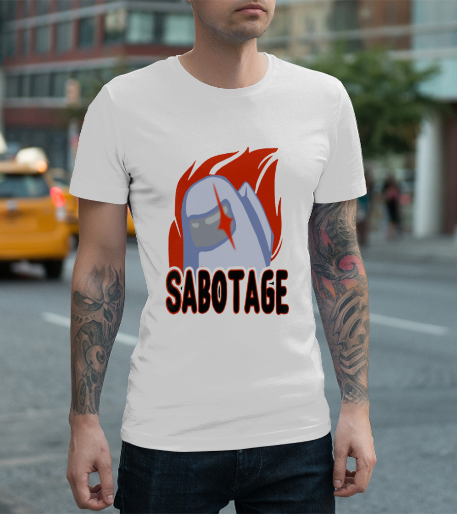 White Among Us Sabotage Crewmate Flame T-Shirt