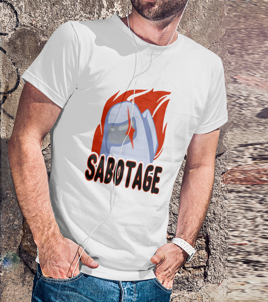 White Among Us Sabotage Crewmate Flame T-Shirt