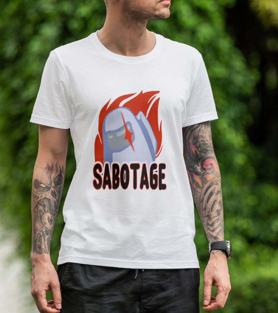White Among Us Sabotage Crewmate Flame T-Shirt