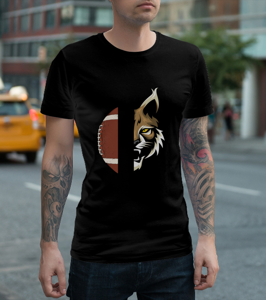 Wildcats Football Fierce Half-Football Half-Wildcat T-Shirt