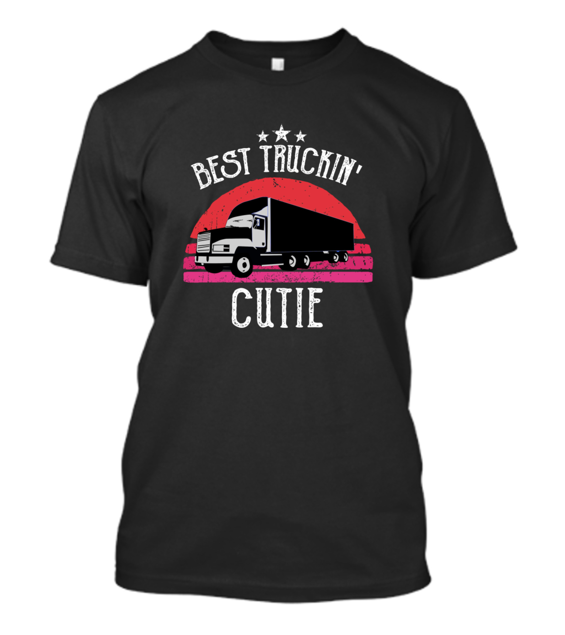 Best Truckin Cutie Truck Driver Cutie With Stars And Sunset Truck T-Shirt