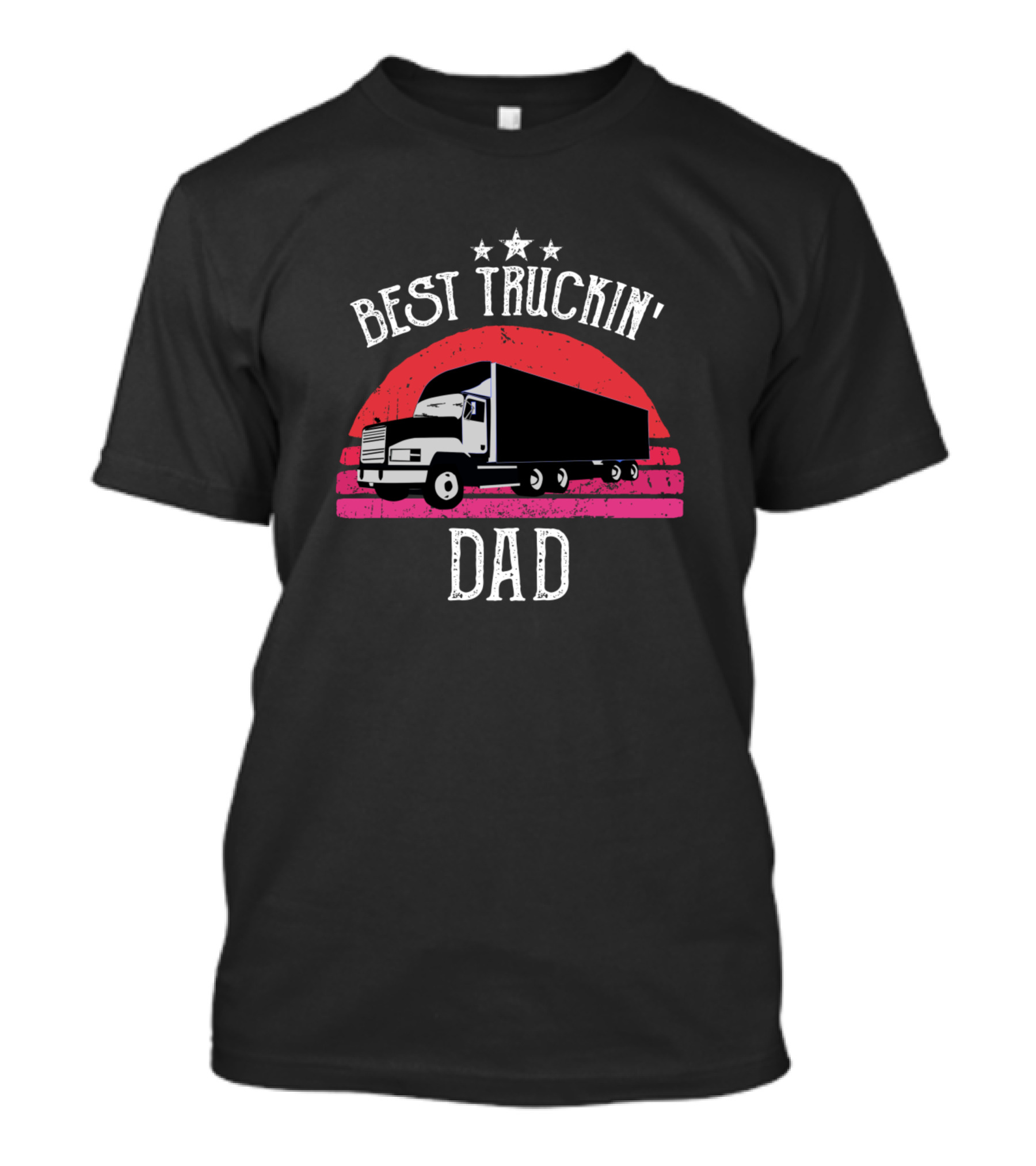 Best Truckin' Dad Truck Driver Father's Day Retro Sunset T-Shirt
