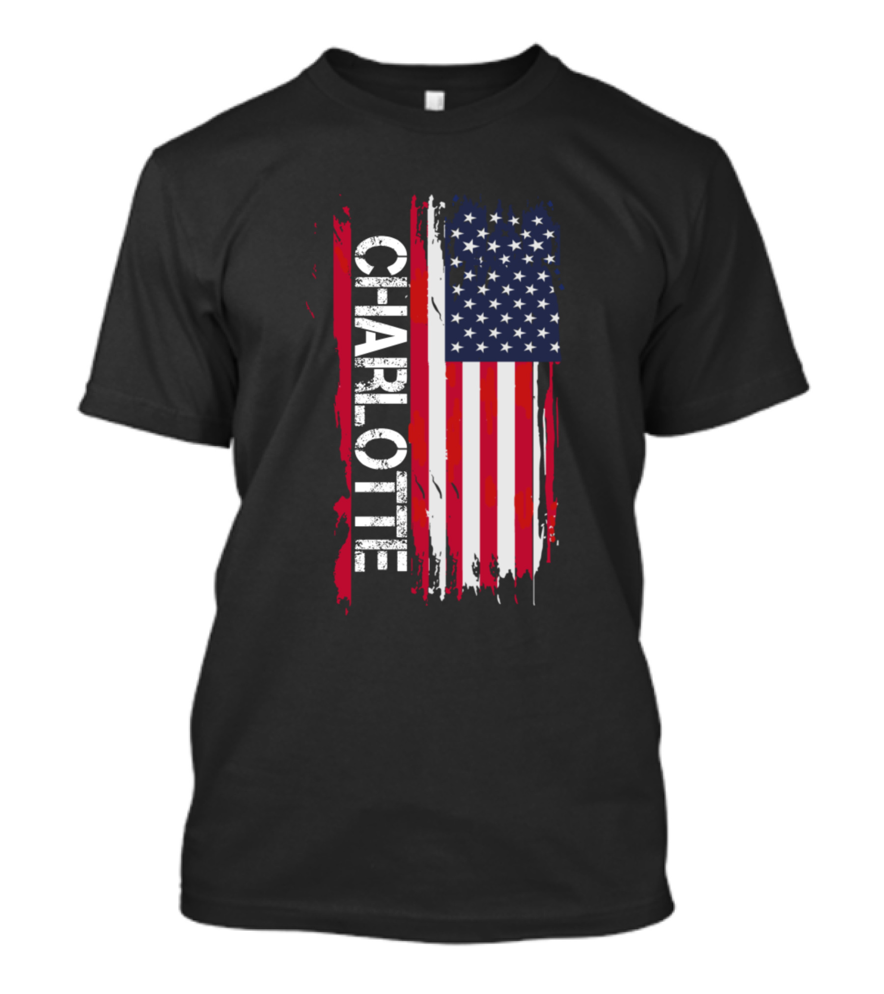 Charlotte American Flag Vertical Grunge T-Shirt