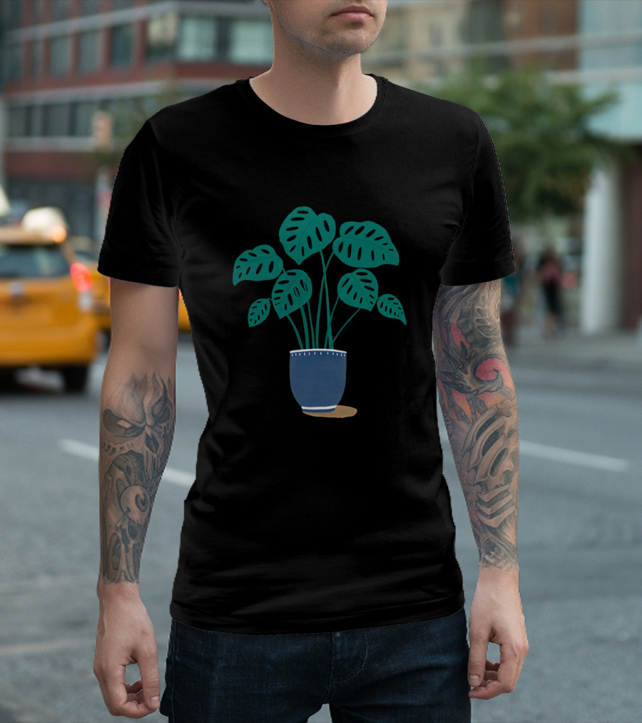 Monstera Cheese Plant in Blue Pot T-Shirt