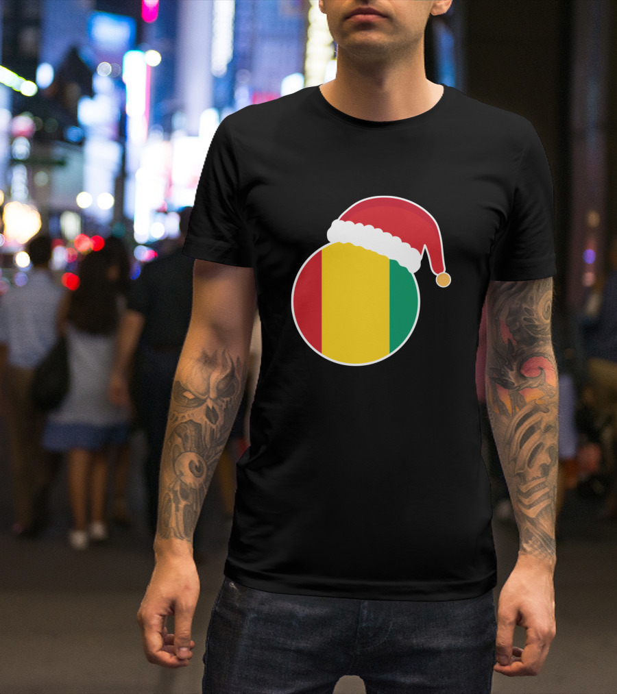 Christmas Guinea Flag Santa Claus Hat T-Shirt