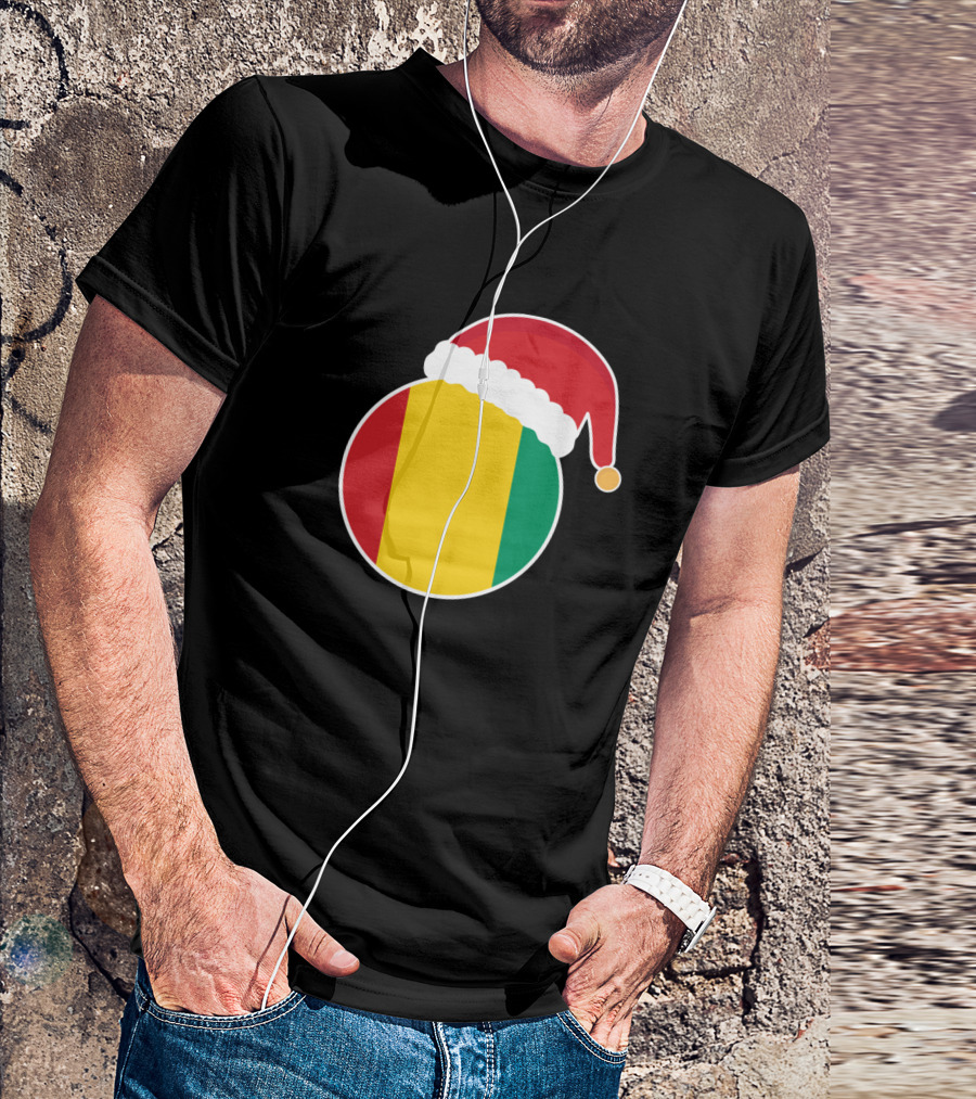 Christmas Guinea Flag Santa Claus Hat T-Shirt
