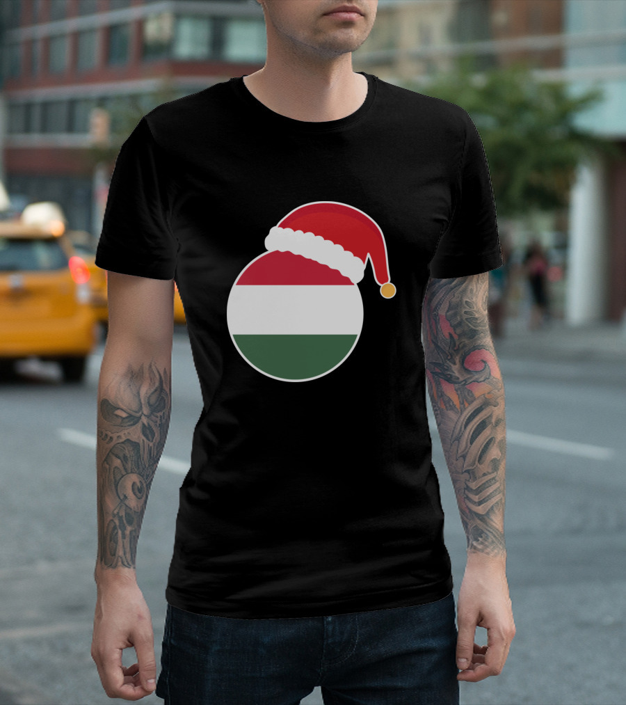 Christmas Hungary Flag Santa Hat T-Shirt
