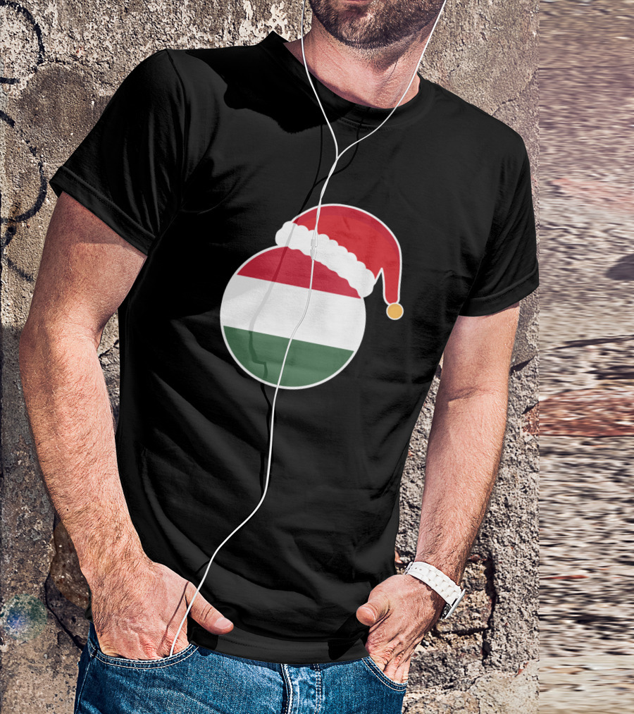 Christmas Hungary Flag Santa Hat T-Shirt