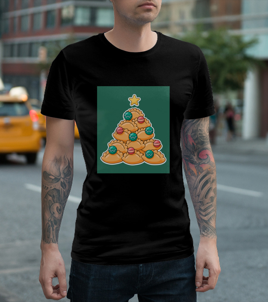 Christmas Tree Shaped with Festive Cookie Decorations and Stars T-Shirt