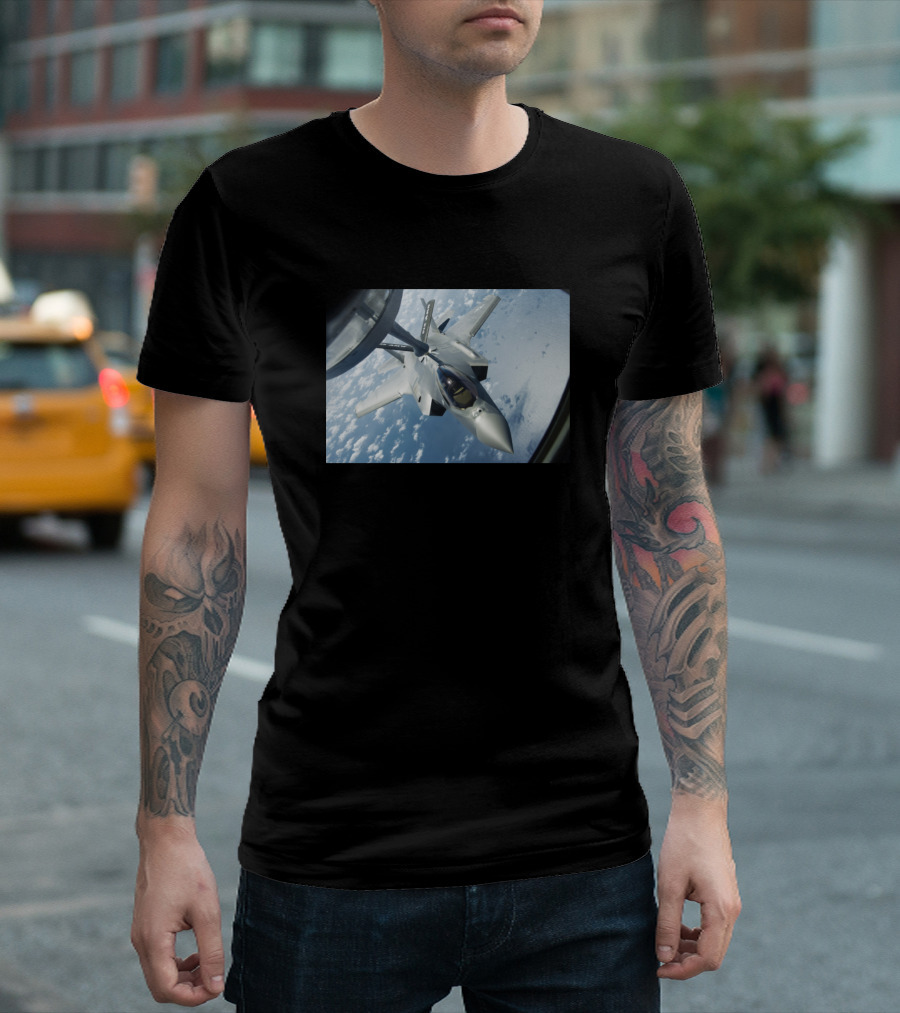 F35 Lightning Jet in Flight Above Clouds T-Shirt
