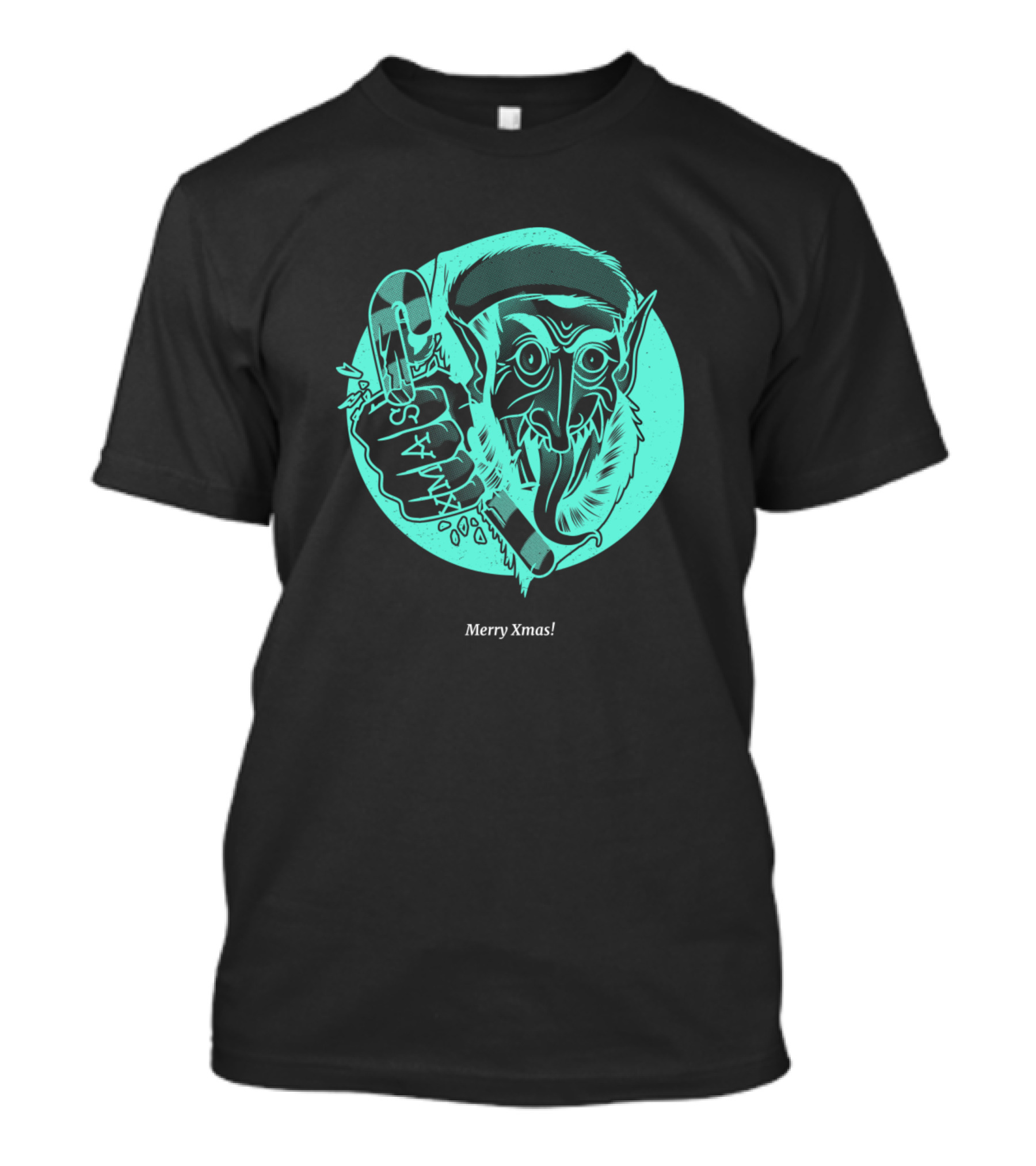 Merry Xmas Goblin Holding Candy Cane T-Shirt