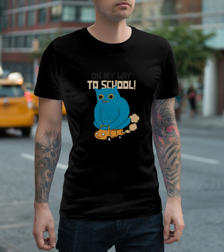 ON MY WAY TO SCHOOL TOY TRUCK WITH BLUE MONSTER T-Shirt