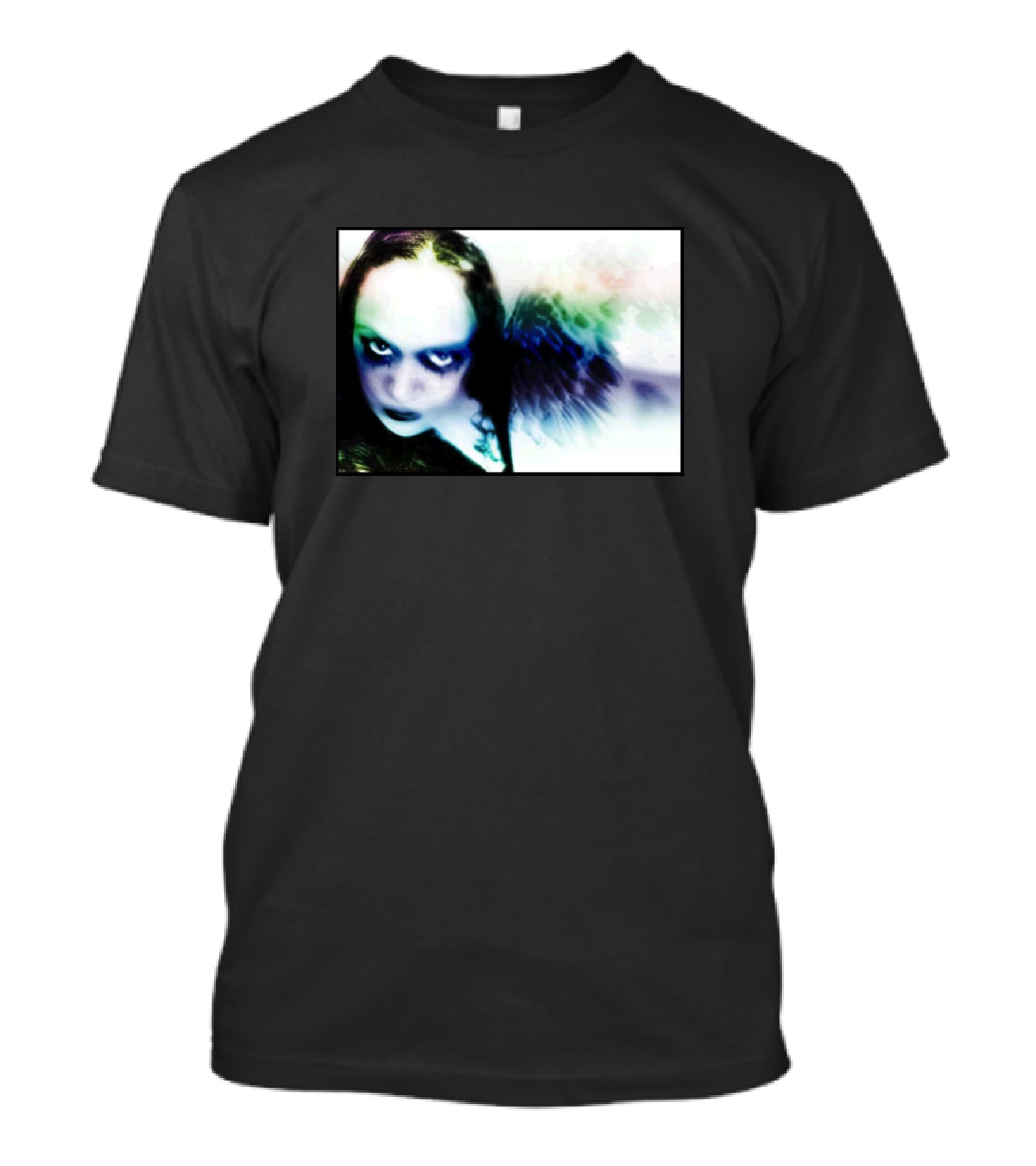 Rainbow Creepy Face With Wings Mystical Gothic Aura T-Shirt