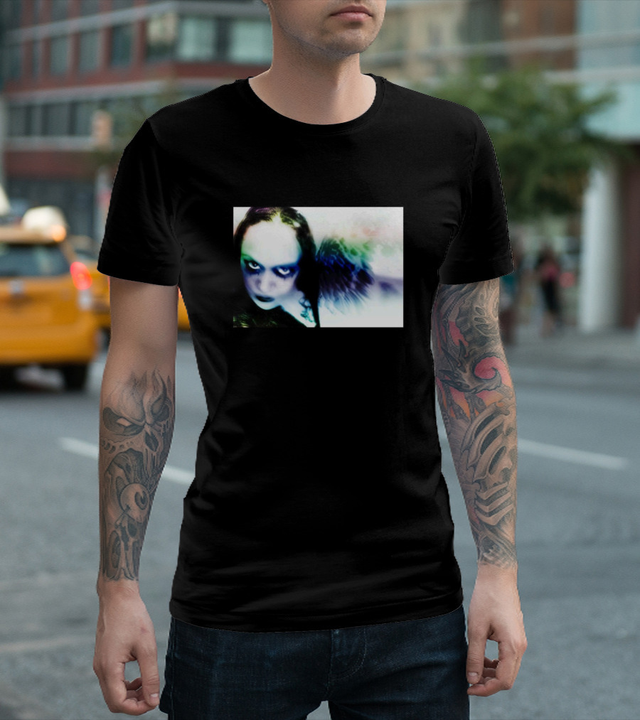 Rainbow Creepy Face With Wings Mystical Gothic Aura T-Shirt