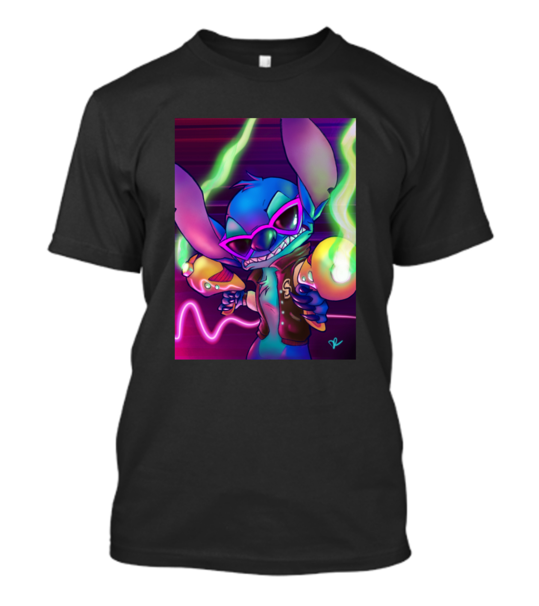 Retro Neon Stitch Laser Vibes T-Shirt