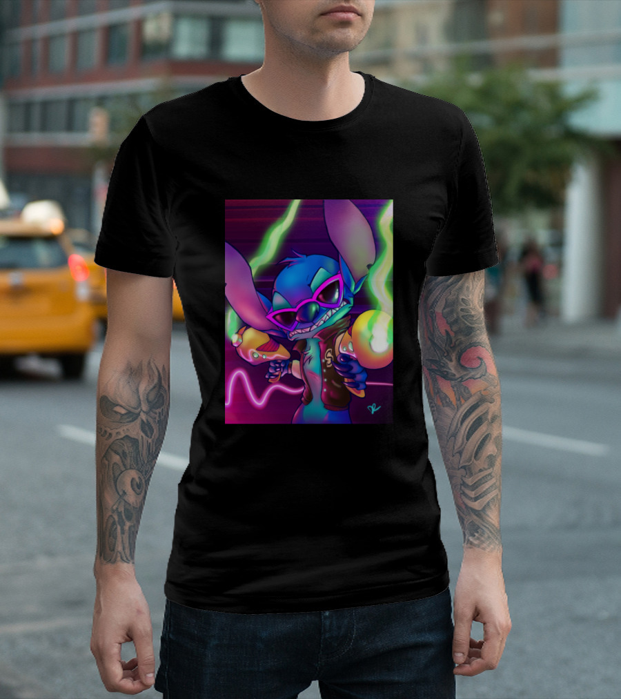 Retro Neon Stitch Laser Vibes T-Shirt