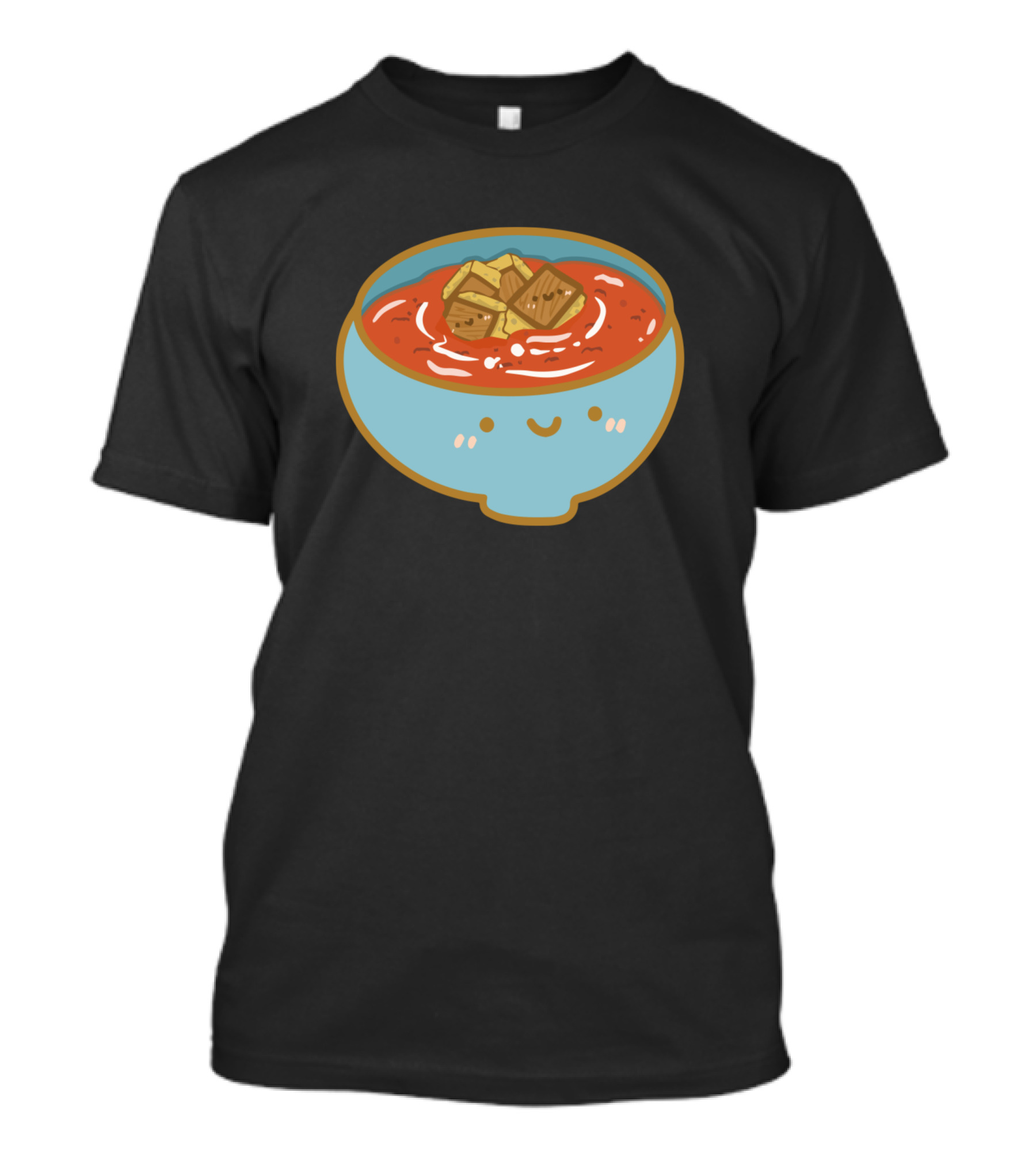 Tomato Soup Doodle Smiling Bowl With Croutons T-Shirt